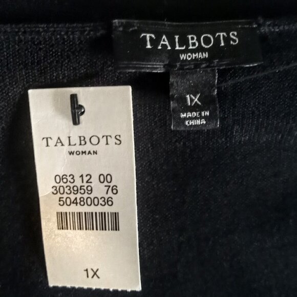 Talbots Woman Black Cotton Knit Cropped Open Cardigan NWT - Picture 3 of 4